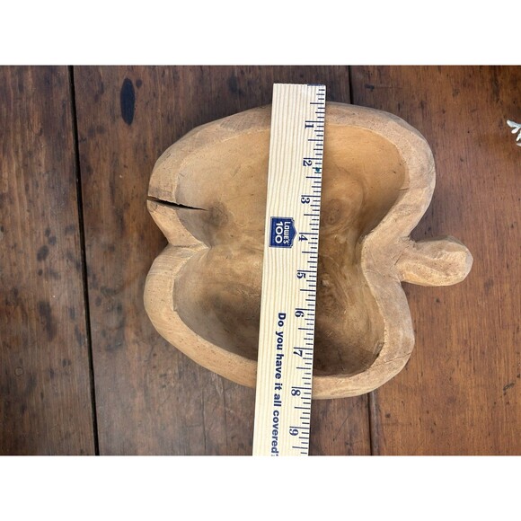 Vintage Hand Carved Wood Apple Shaped Bowl Trinket Dish Primitive Folk Art - Picture 10 of 11